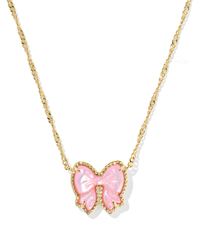 Kendra Scott Haley Gold Bow Blush Ivory Mother of Pearl Pendant Necklace