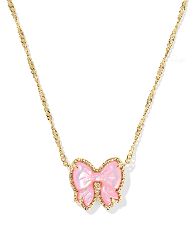 Kendra Scott Haley Gold Bow Blush Ivory Mother of Pearl Pendant Necklace