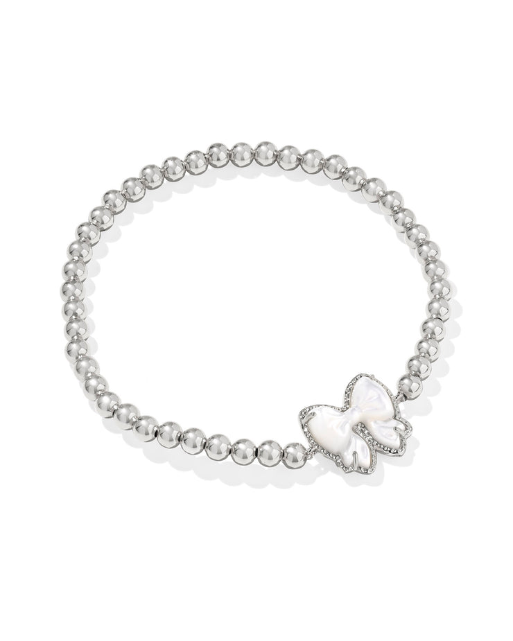 Kendra Scott Haley Silver Bow Ivory Mother of Pearl Stretch Bracelet