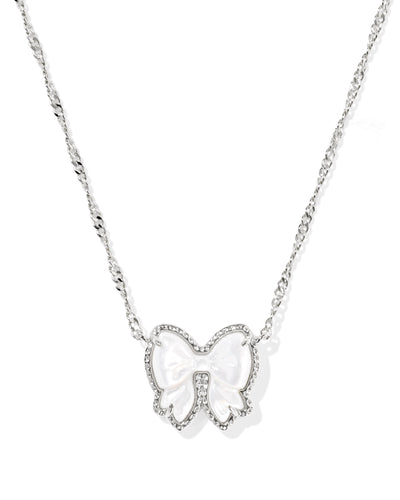 Kendra Scott Haley Silver Bow Ivory Mother of Pearl Pendant Necklace