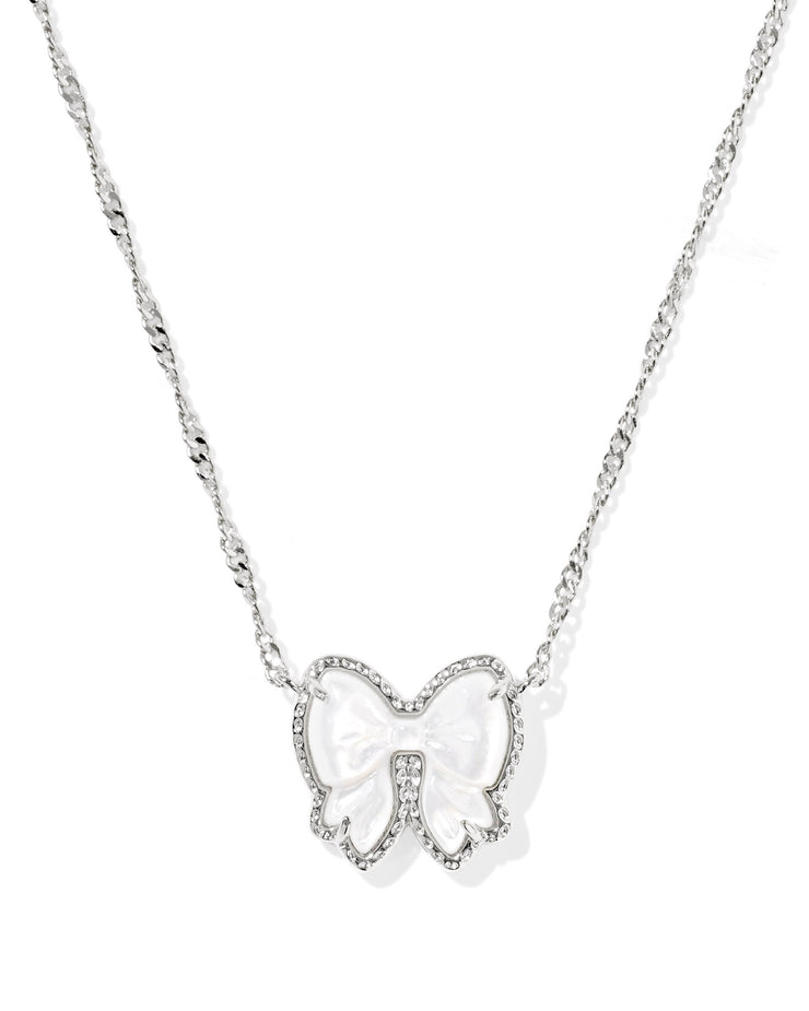 Kendra Scott Haley Silver Bow Ivory Mother of Pearl Pendant Necklace