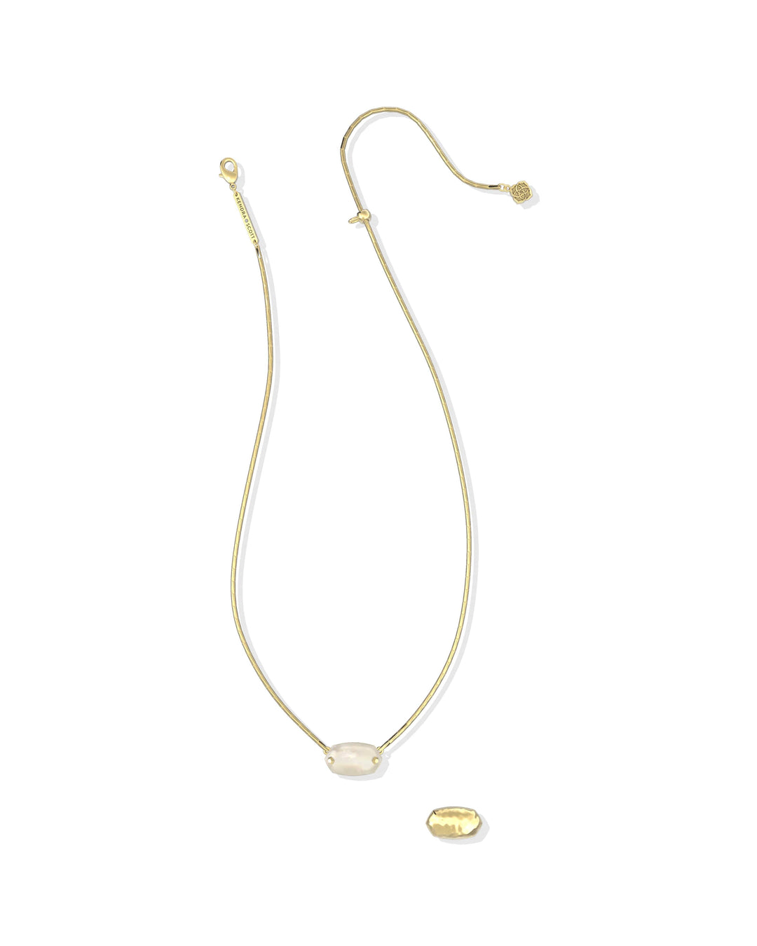 Kendra Scott Elisa Riveted Gold Short Pendant Necklace in Ivory Mother of Pearl Reversible Gold Pendant Necklace | Riveted Short Necklace Necklaces