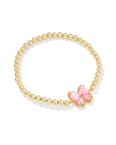 Kendra Scott Haley Gold Bow Blush Ivory Mother of Pearl Stretch Bracelet