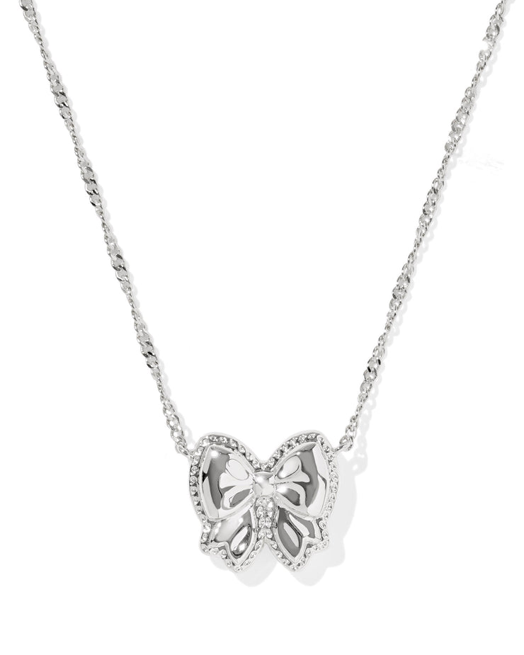 Kendra Scott Haley Silver Bow Ivory Mother of Pearl Pendant Necklace