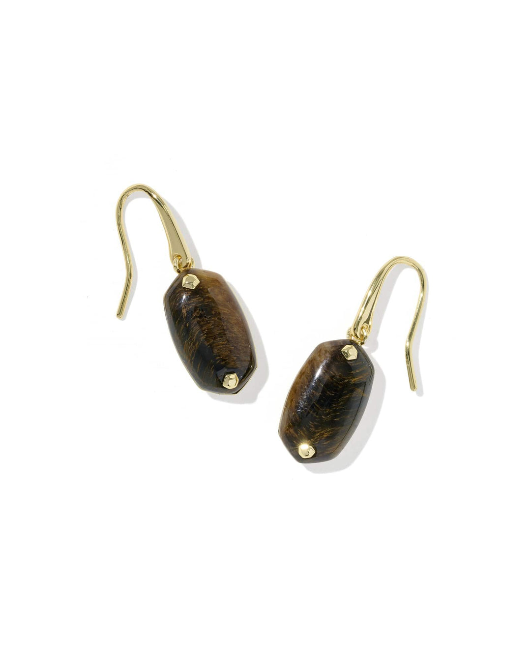 Kendra Scott Lee Riveted Gold Drop Earrings in Dark Brown Hawks Eye Gold Drop Earrings | Sculptural Riveted Earrings Earrings