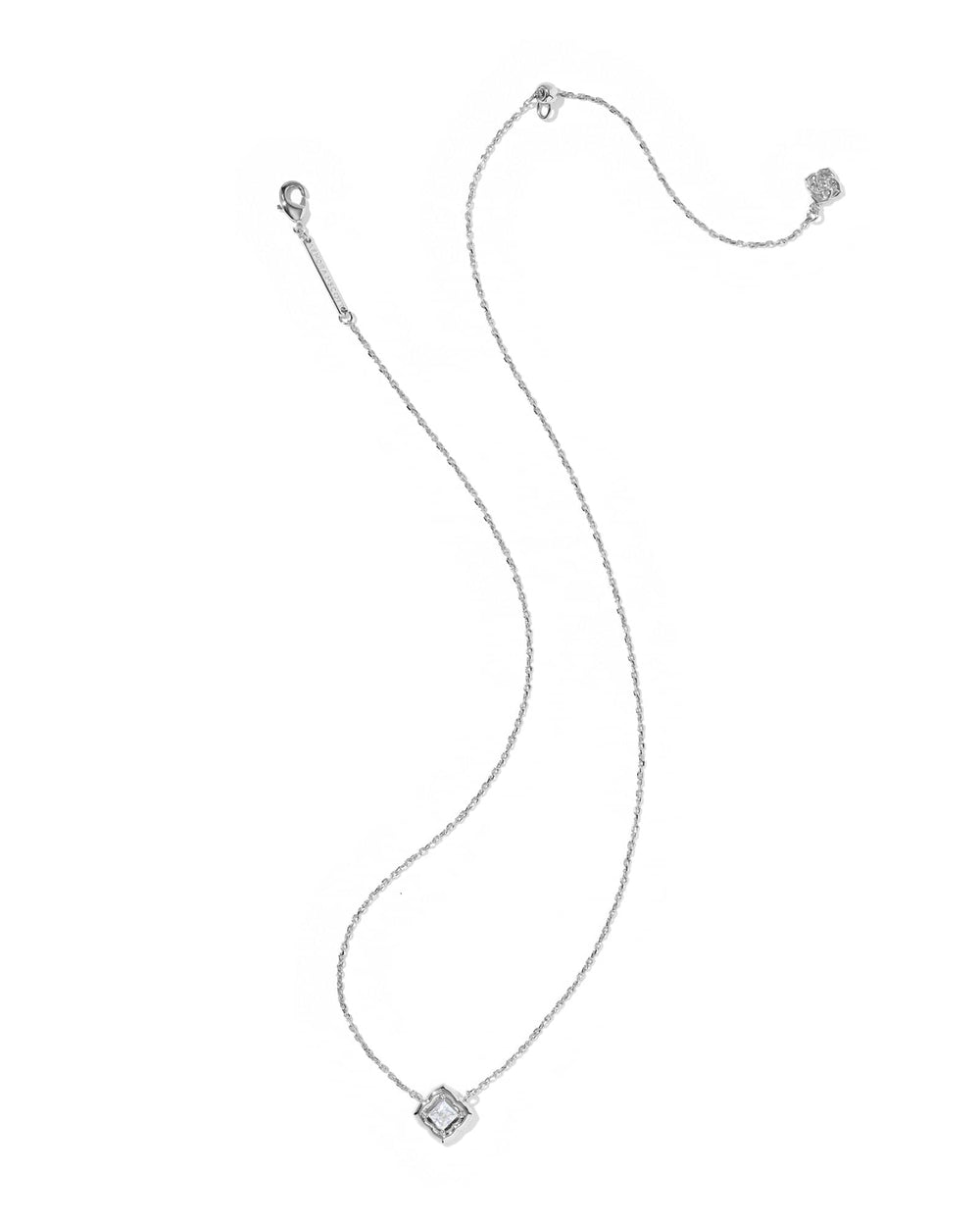 Kendra Scott Mallory Crystal Silver Short Pendant Necklace Crystal Silver Pendant Necklace | Cubic Zirconia Medallion Necklaces