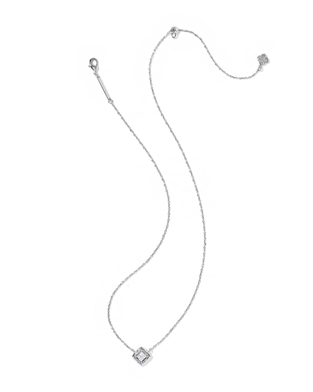 Kendra Scott Mallory Crystal Silver Short Pendant Necklace Crystal Silver Pendant Necklace | Cubic Zirconia Medallion Necklaces