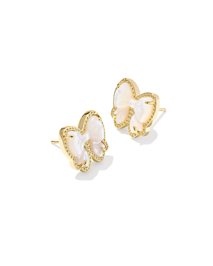 Kendra Scott Haley Gold Bow Ivory Mother of Pearl Stud Earrings