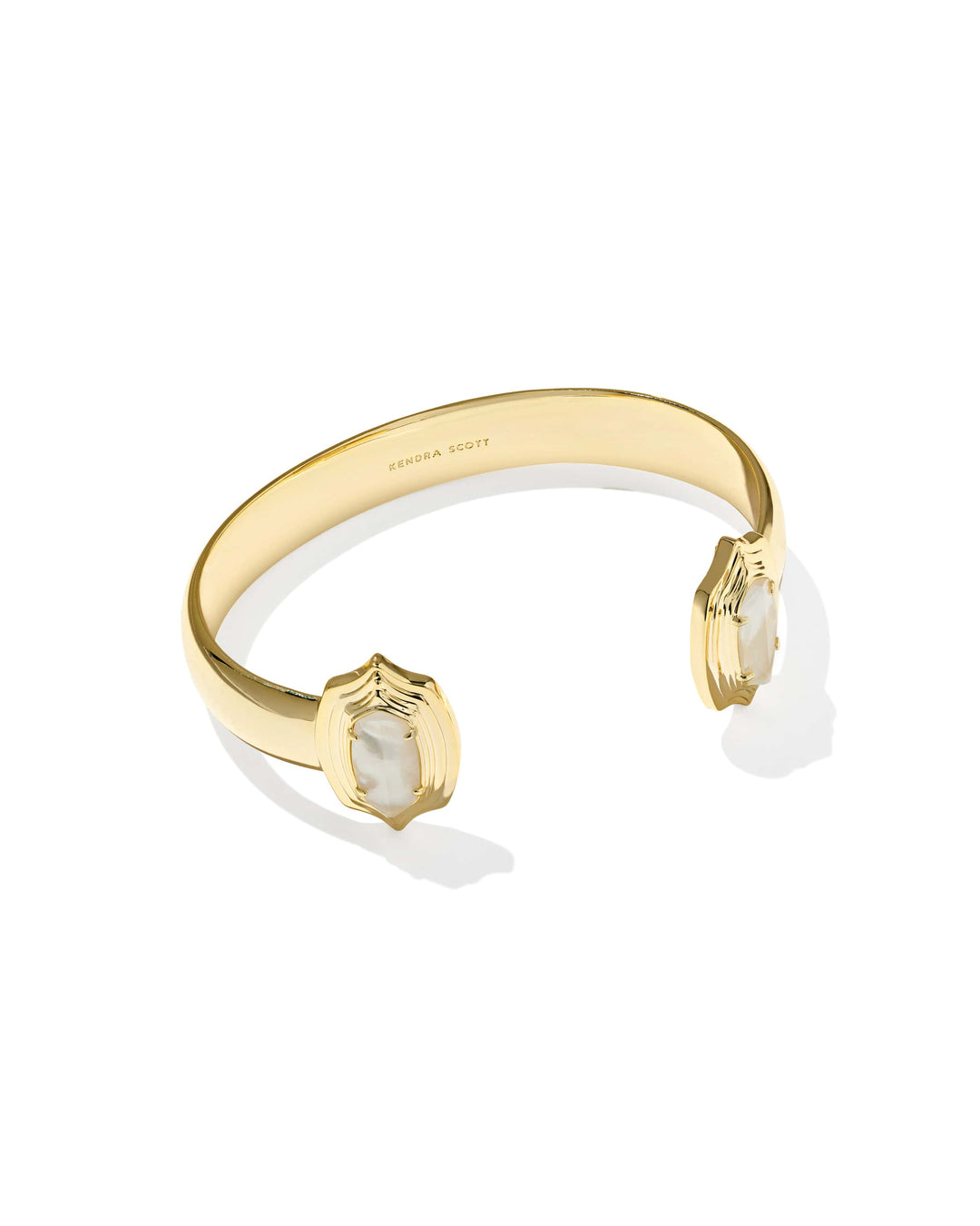 Kendra Scott Elton Stepped Frame Gold Cuff Bracelet in Ivory Mother of Pearl