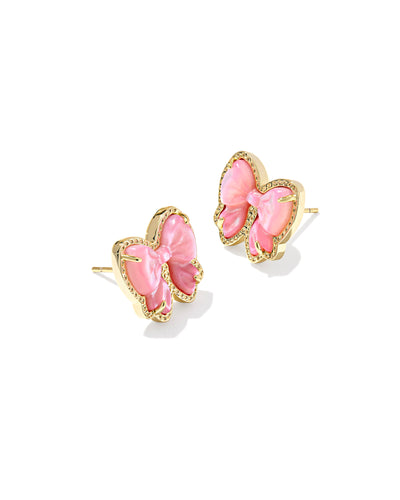 Kendra Scott Haley Gold Bow Blush Ivory Mother of Pearl Stud Earrings