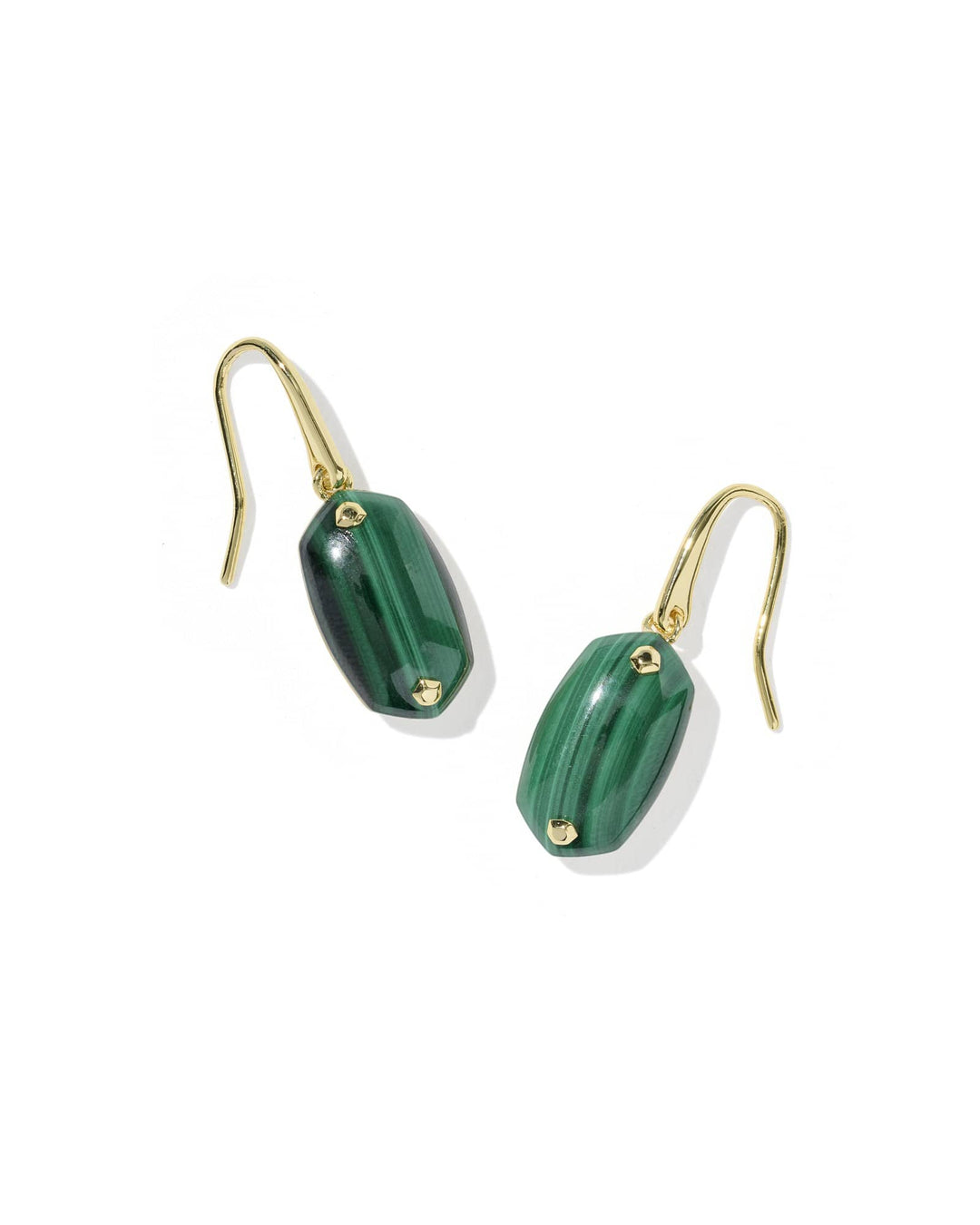 Kendra Scott Lee Riveted Gold Drop Earrings in Green Malachite Gold Drop Earrings | Sculptural Riveted Earrings Earrings