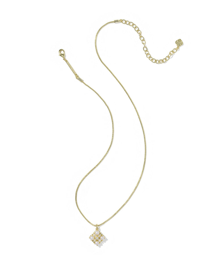 Kendra Scott Dira Pearl Gold Short Pendant Necklace in Freshwater Cultured Pearl Pearl Gold Pendant Necklace | Freshwater Pearl Medallion Necklaces