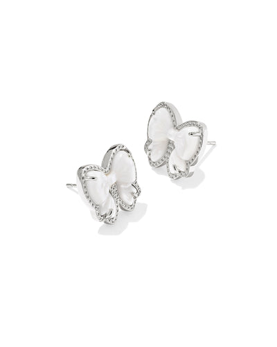 Kendra Scott Haley Silver Bow Ivory Mother of Pearl Stud Earrings