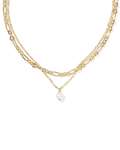 Kendra Scott Aston Gold Freshwater Cultured Pearl Multi Strand Necklace