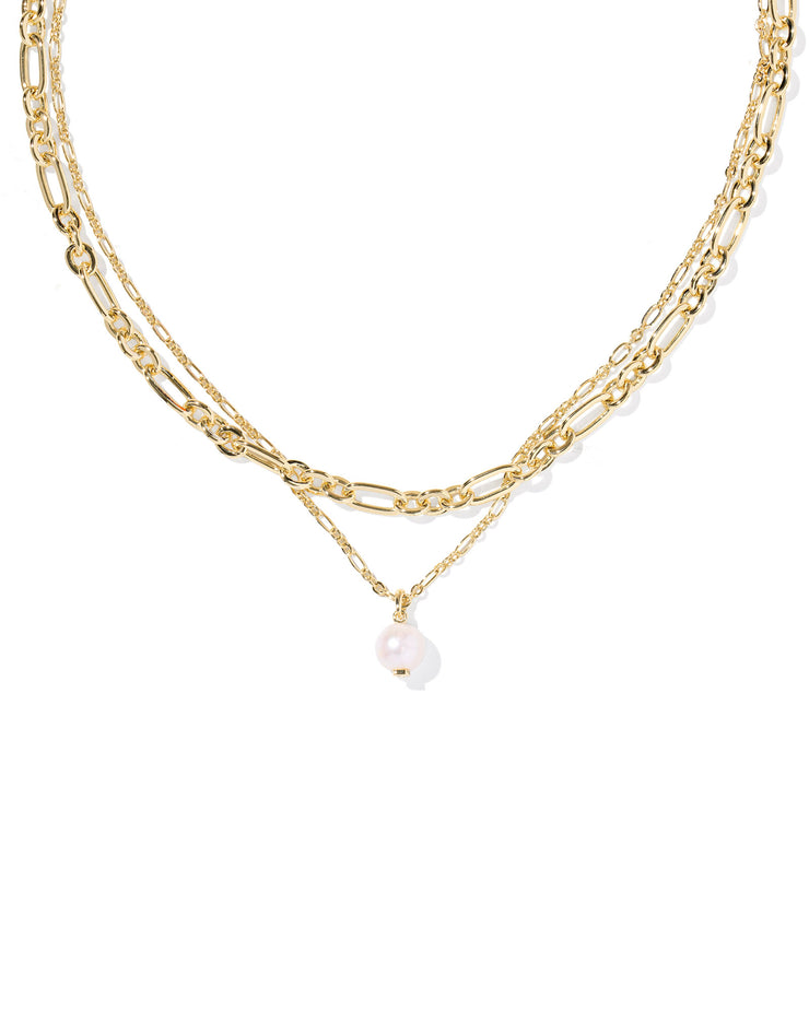 Kendra Scott Aston Gold Freshwater Cultured Pearl Multi Strand Necklace