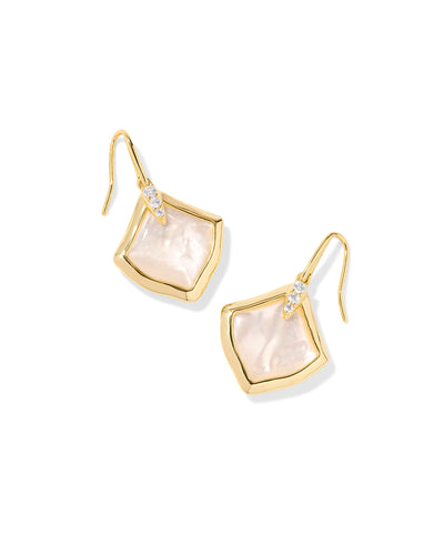 Kendra Scott Joelle Gold Drop Earrings in Ivory Mother of Pearl