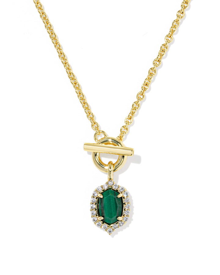 Kendra Scott Daphne Crystal Frame Gold Toggle Necklace in Green Malachite Kendra Scott Daphne Crystal Frame Gold Toggle Necklace in Green Malachite Necklace