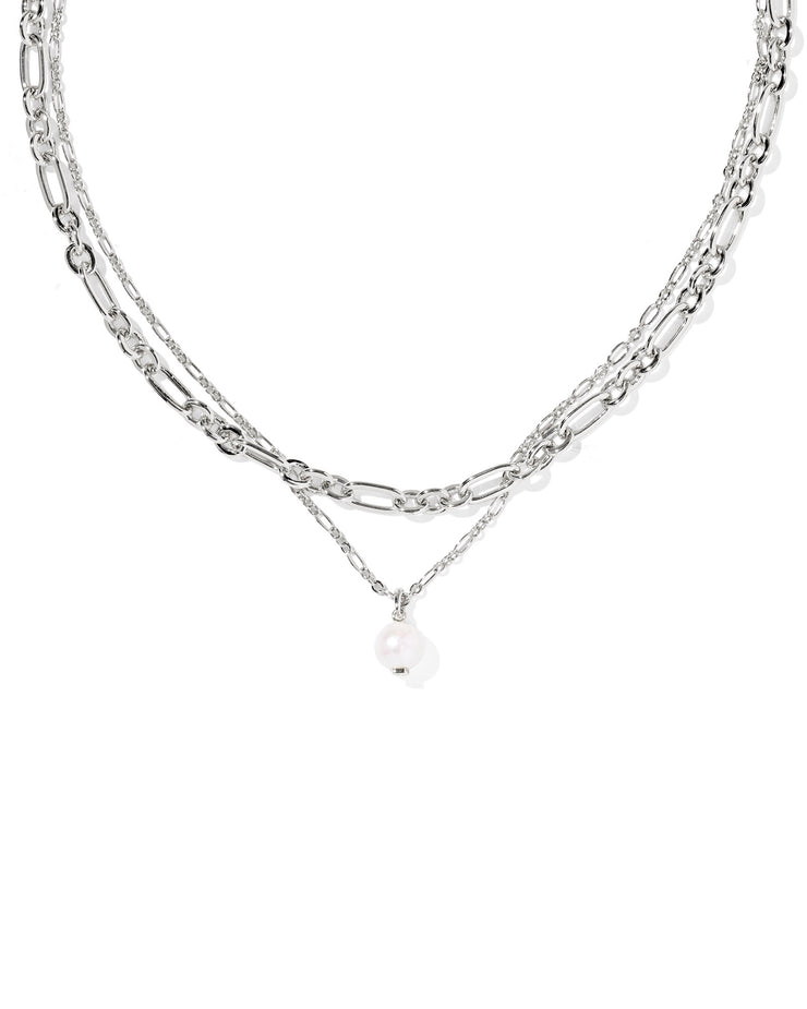 Kendra Scott Aston Silver Freshwater Cultured Pearl Multi Strand Necklace