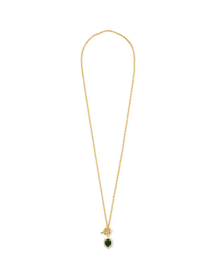 Kendra Scott Daphne Crystal Frame Gold Toggle Necklace in Green Malachite Kendra Scott Daphne Crystal Frame Gold Toggle Necklace in Green Malachite Necklace