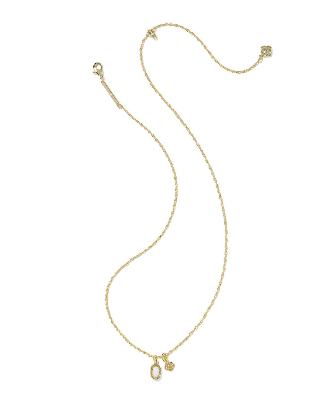 Kendra Scott Mini Elisa Dira Gold Necklace in Bright White Lab Grown Opal