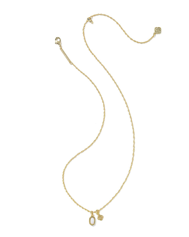 Kendra Scott Mini Elisa Dira Gold Necklace in Bright White Lab Grown Opal