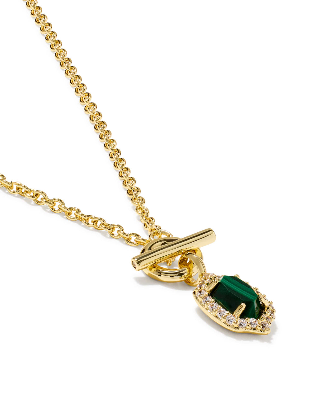 Kendra Scott Daphne Crystal Frame Gold Toggle Necklace in Green Malachite Kendra Scott Daphne Crystal Frame Gold Toggle Necklace in Green Malachite Necklace