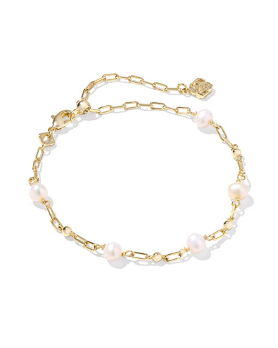 Kendra Scott Ashton Gold Freshwater Cultured Pearl Delicate Chain Bracelet
