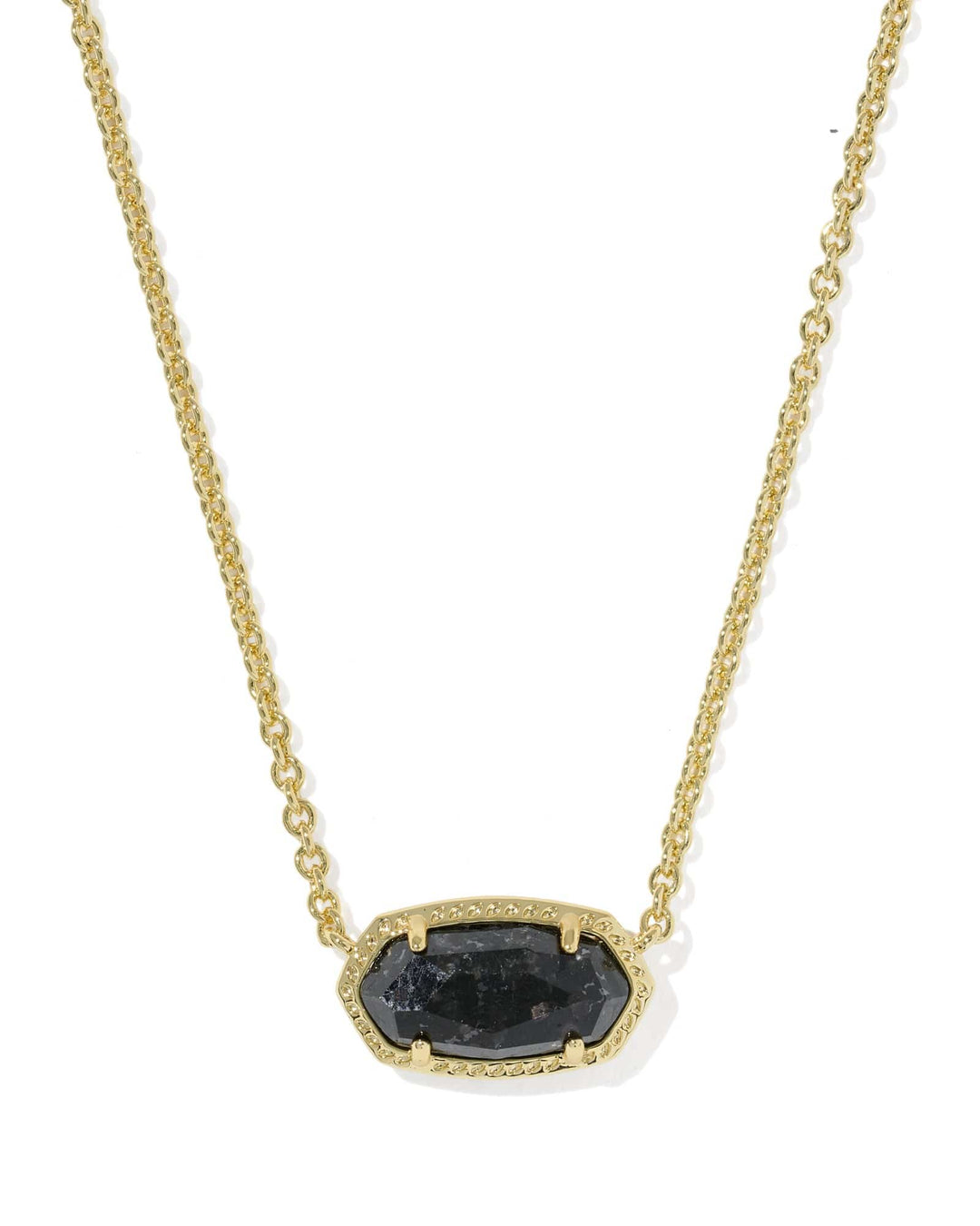 Kendra Scott Elisa Gold Boo Short Pendant Necklace in Black Granite Halloween Necklace | Gold Boo Pendant Necklace Necklaces