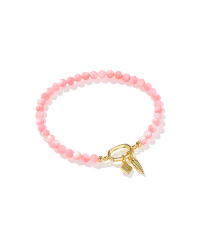 Kendra Scott Sylvia Gold Pink Chalcedony Stretch Bracelet