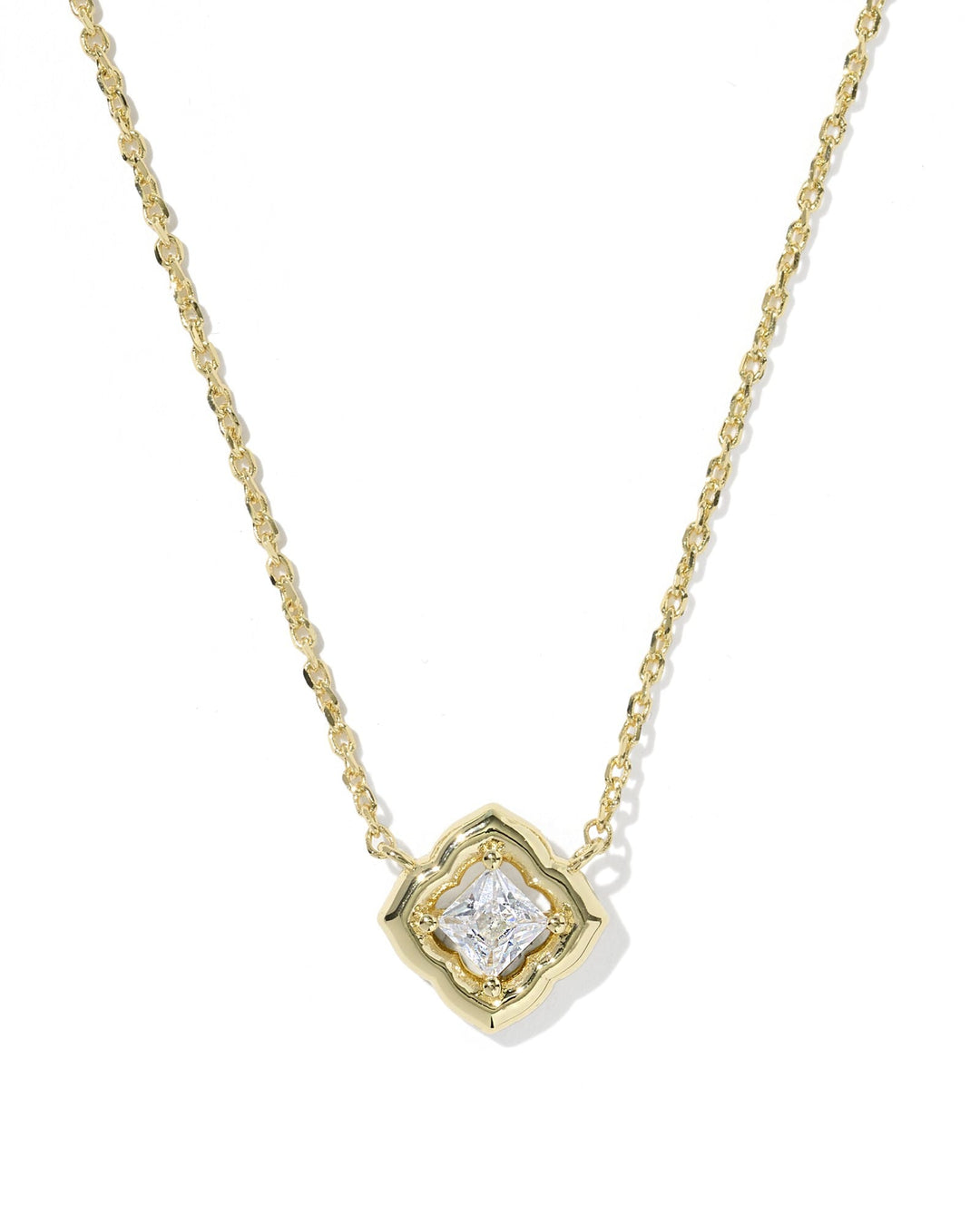 Kendra Scott Mallory Crystal Gold Short Pendant Necklace Crystal Gold Pendant Necklace | Cubic Zirconia Medallion Necklaces