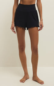 Dawn Smocked Rib Short in Black Sand