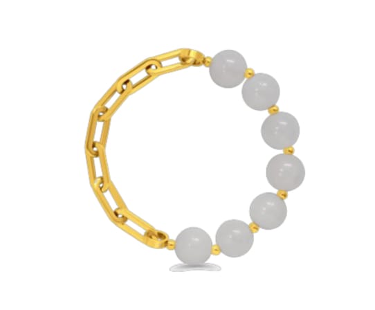 Isla Half &amp; Half Waterproof Bracelet- White Cap Isla Half &amp; Half White Bead Waterproof Bracelet Gold Bracelet