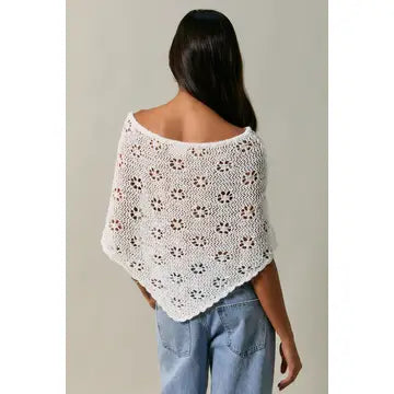Crochet White Lightweight Sweater Poncho