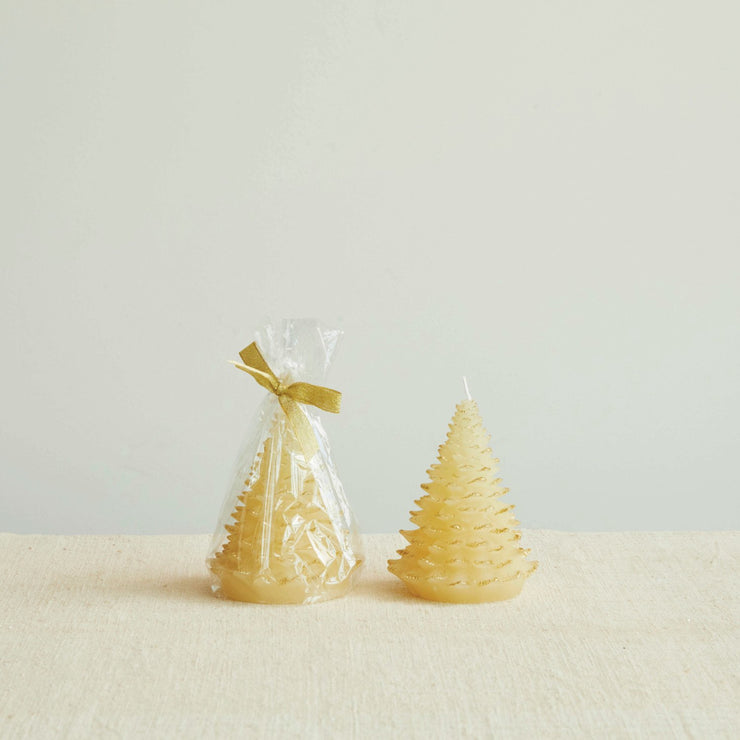 Tree Shaped Candle with Gold Tips