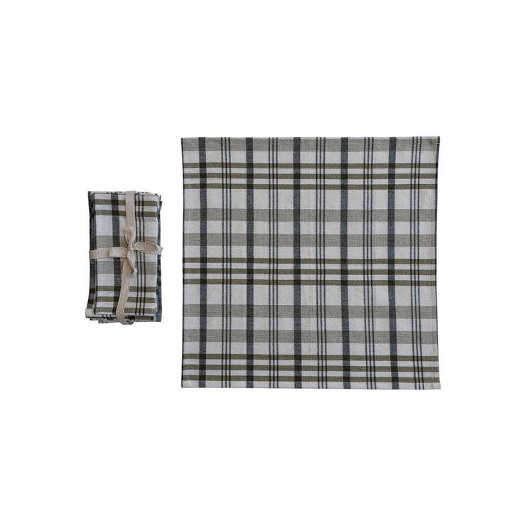 Stonewashed Plaid Cotton Napkin Set of Four