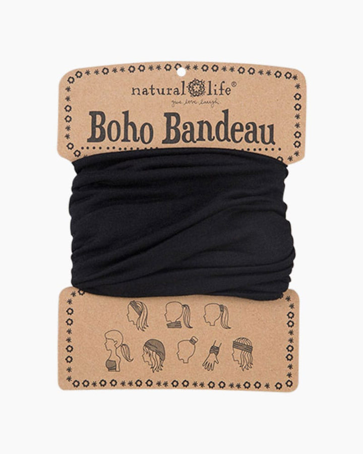 Natural Life Solid Black Boho Bandeau Solid Black Boho Bandeau – Multiway Headband &amp; Scarf Accessories