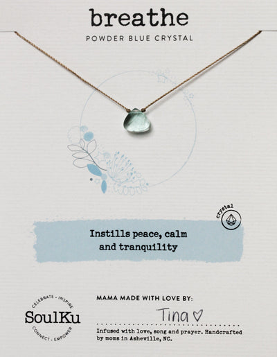 Soulku Powder Blue Crystal Necklace to Breathe