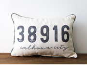 06410 Grey Distressed Zip Code Pillow