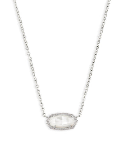 Kendra Scott Elisa Silver Pendant Necklace in Ivory Mother of Pearl