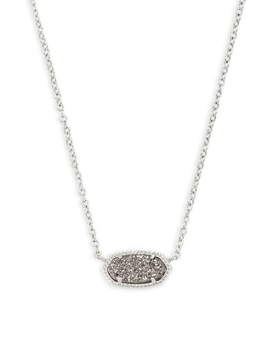 Kendra Scott Elisa Silver Pendant Necklace in Platinum Drusy