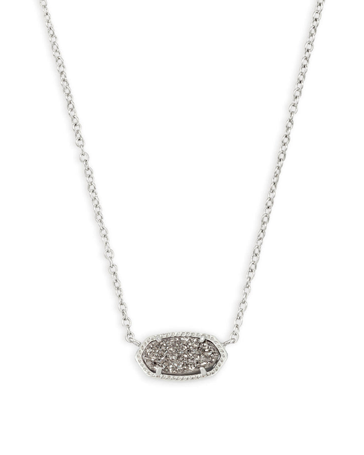 Kendra Scott Elisa Silver Pendant Necklace in Platinum Drusy