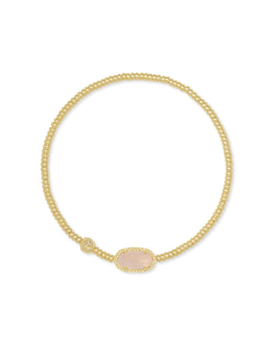 Kendra Scott Grayson Gold Stretch Bracelet in Rose Quartz