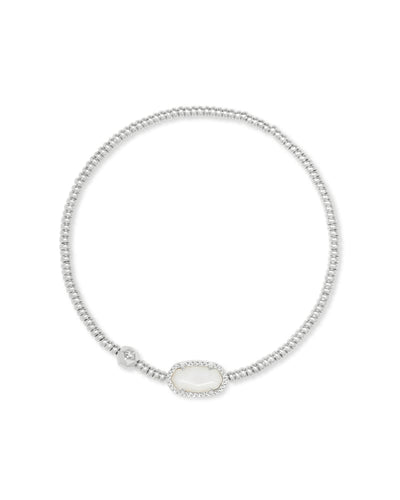 Kendra Scott Grayson Silver Stretch Bracelet in Ivory Mother of Pearl